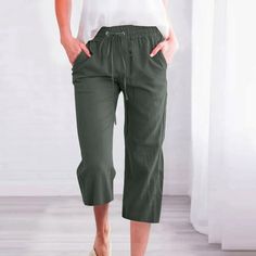 symoid Cotton Linen Capris Pants for Women- Clearance Casual Solid with Pockets Cotton Blend Baggy with Drawstring Wide Leg French Terry Army Green Summer Lounge Pants Size M symoid is a comprehensive cross-border e-commerce store that mainly deals with Capri Pants for Women product categories. Here you can not only buy Cotton Linen Capris Pants for Women and other quality products at the most affordable price. At the same time, you can also search for other products of our store in the form of Linen Blend Pants, Linen Casual, Straight Trousers, Loose Pants, Crop Top Blouse, Pants Straight, Drawstring Pants, Straight Pants, Trouser Pants