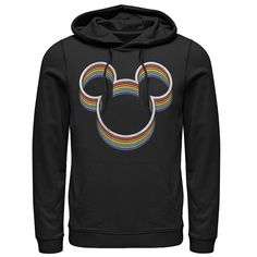 Complete your casual look with this men's Disney Mickey & Friends hoodie. Â©Disney Complete your casual look with this men's Disney Mickey & Friends hoodie. Â©Disney Attached drawstring hood 1-pocket Long sleevesFABRIC & CARE Cotton, polyester Machine wash Imported Color: Black. Gender: male. Age Group: adult. Pattern: Graphic. Material: Cotton Blend. Mickey Mouse Silhouette, Rainbow Logo, Mickey Mouse And Friends, Rainbow Pride, Disney Mickey Mouse, Mickey And Friends, Disney Mickey, Black Media, Black Hoodie