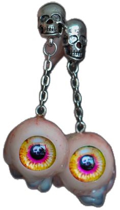 Handmade Polymer Clay Halloween Jewelry, Novelty Polymer Clay Dangle Jewelry, Handmade Resin Jewelry For Halloween, Quirky Handmade Halloween Jewelry, Novelty Resin Dangle Jewelry, Novelty Resin Dangle Earrings, Novelty Dangle Resin Earrings, Eyeball Earrings, Creepy Earrings