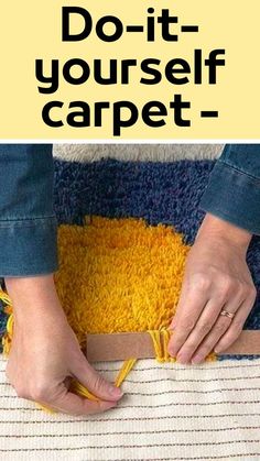 a person is sewing on a rug with the words do it yourself carpet