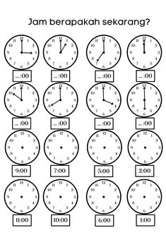 the clock worksheet for students to practice telling time in english and german language