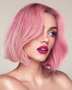 // p i n k Short Hair Ponytail, Cute Haircuts, Hair Game, Pink Hair, Hair Goals, Hair Looks, Hair Trends, Cortes De Cabello Corto