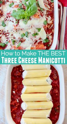 how to make the best three cheese manicotti recipe with fresh basil and mozzarella