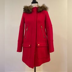 Questions? Leave A Comment Below! Fitted Red Outerwear With Faux Fur Trim, Red Fitted Outerwear With Faux Fur Trim, Fitted Red Outerwear For Cold Weather, J Crew Chateau Parka, Leave A Comment, Parka, J Crew, Jackets & Coats, Jackets For Women