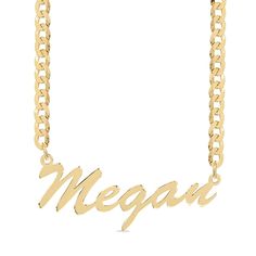 Personalized simplicity, this cursive nameplate necklace is an easy-to-wear statement maker. Made in responsibly sourced sterling silver with 14K plated yellow gold for everyday wear with proper care. Chain Length: 18 in. Chain Width: 3 mm Character LImit: 3-10 Trendy Gold Custom Name Necklace, Trendy Personalized Yellow Gold Name Necklace, Trendy Custom Name Gold Necklace, Adjustable Chain Nameplate Necklace, Gold Nameplate Necklace For Everyday, Gold Name Necklace With Curb Chain For Personalized Gift, 14k Yellow Gold Name Necklace With Curb Chain, Trendy Nameplate Name Necklace With Adjustable Chain, Gold Signature Nameplate Necklace