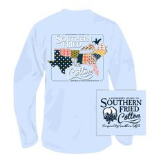 Quilted South Long Sleeve Tee Shirt in Chalky Blue by Southern Fried Cotton Southern Outfits, Art Camp, Western Outfits Women, Southern Shirts, Southern Comfort, Christmas 2015, Simply Southern, Comfort Colors Tee, Long Sleeve Tee Shirts