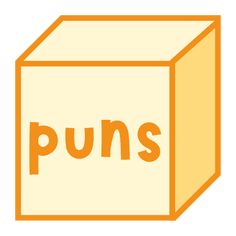 an orange box with the word puns on it