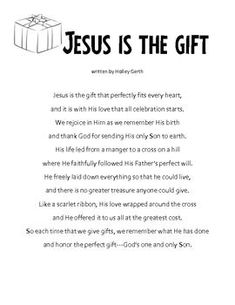 jesus is the gift poem for kids to use on their christmas cards or as gifts