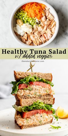 healthy tuna salad with lettuce, tomato and cucumber