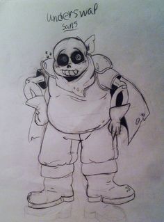 a drawing of a cartoon character with the words underswap sun written on it