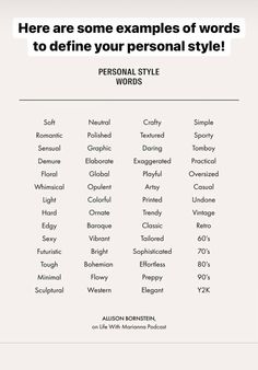 the words are in different font styles for each person's personal style, and they appear