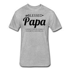 This Blessed Papa shirt is personalized with YOUR children's or grandchildren's names! We only print on premium, high quality, ultra soft t-shirts. No cheap, baggy, scratchy shirts here! --Ultra soft, premium quality t-shirt --Professional DTG printing for a vibrant, long-lasting print --Durable with a lightweight, breathable feel --Tear away label for added comfort. --See size chart in the image gallery --More colors and sizes available by special order. Message me for details! We can print thi Papa Bear Shirt, Coach Shirts, Papa Gifts, Papa Shirt, Personalized Fathers Day Gifts, Henderson Nv, Grandpa Shirt, Uncle Gifts, Personalized Gifts For Dad