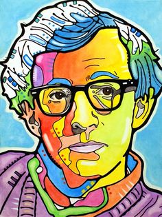 a painting of a man wearing glasses and a scarf