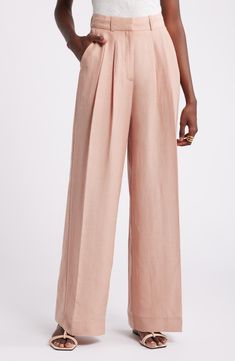 Nordstrom Pleated Wide Leg Pants | Nordstrom Pants Nordstrom, Pleated Wide Leg Pants, Pants Tailored, Pants Woman, High Waist Wide Leg Pants, Brown Fits, Jean Shirt Dress, Jumpsuit Trousers, Made Clothing