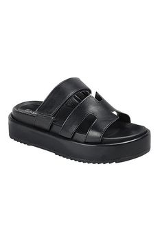 Slide on platform sandals made with faux leather with velcro straps. Easy to wear, easy to style and complete your spring and summer look! Water Hat, Glasses Shop, Swimming Outfit, Velcro Straps, Gift Collections, Easy Wear, Men's Collection, Diy Bag, Platform Sandals