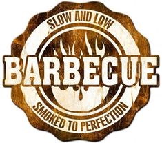 a sign that says barbecue on it with the words slow and low written in white