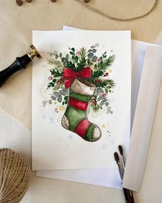 Watercolor Winter Cards, X'mas Card, Christmas Procreate, Christmas Watercolors, Watercolour Christmas Cards, Winter Karten, Christmas Cards 2018, Painted Christmas Cards, Watercolour Christmas