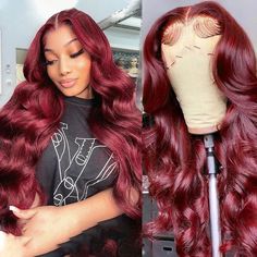 180% Body Wave 99J Burgundy 13x6 HD Lace Front Human Hair Wig 30 inch 13x4 Lace Frontal Wigs Human Wigs, Lace Front Wigs Human Hair, Red Wigs, Wigs Human Hair, Burgundy Lace