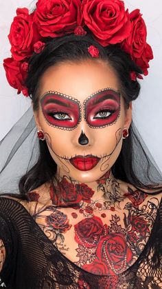 Day Of Dead Hairstyles, Mariachi Makeup, Catrina Hairstyle, Day Of The Dead Face Makeup, Diy Day Of The Dead Makeup, Pink Day Of The Dead Makeup