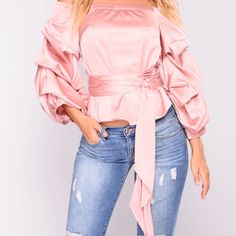 Never Been Worn, Nwt Bust: 17” Length: 17.5” Silky Material Barbie Spring Satin Off-shoulder Blouse, Satin Pink Top, Fashion Nova Tops, Tops Fashion, Pink Top, Pink Tops, Fashion Tops, Fashion Nova, Girl Fashion