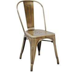 Bistro Style Metal Chair In Brass Finish Affordable Seating, Restaurant Layout, Tolix Chair, Restaurant Table Tops, Metal Restaurant, Most Comfortable Office Chair, Industrial Chair, Bistro Style, Metal Chair