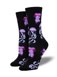 Deep Sea Jellyfish, Box Jellyfish, Solmate Socks, Sea Jellies, Sock Lovers, Blue Q, Pink Highlights, Bamboo Socks, Soft Sock