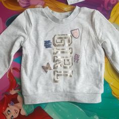 Children's Place Sweatshirt With Gold Decals Cute Gray Long Sleeve Top, Cute Gray Tops With Letter Print, Navy Crewneck, Athletic Sweatshirts, Flannel Tops, Long Sleeve Flannel, Boys Sweaters, Blue Sweatshirt, Cool Hoodies