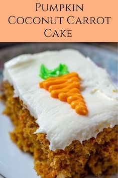 a piece of pumpkin coconut carrot cake on a plate