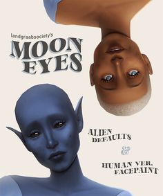 an advertisement for moon eyes and human eye implants on a woman's face