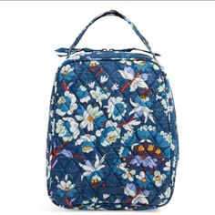 Nwt! Color: Floral Bursts Quilted Cotton Food-Safe Peva Lining Zip Closure 7.5"W X 9"H X 4"D 3" Handle Drop Pet Free/Smoke Free Home Blue Tote Lunch Bag For Everyday, Blue Rectangular Everyday Lunch Bag, Rectangular Blue Lunch Bag, Casual Blue Rectangular Lunch Bag, Everyday Blue Rectangular Lunch Bag, Versatile Blue Bags For Spring, Blue Tote Lunch Bag For Travel, Blue Tote Lunch Bag For Daily Use, Blue Rectangular Lunch Bag For Daily Use