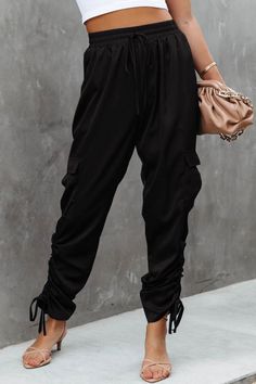 Satin Joggers, Jogger Pants Casual, Effortless Outfit, Casual Wide Leg Pants, Weave Style, Lounge Pants, Womens Fashion Casual, Bottoms Pants, Trousers Women