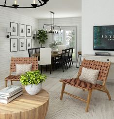 a living room filled with furniture and a flat screen tv