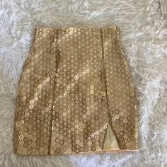 Gold Skirt! New W/O Tags, Never Worn! This Was A Sample So The Tag Is Missing S Fitted Gold Skirt For Spring, Fitted Gold Mini Skirt For Spring, Fitted Gold Mini Skirt, Fitted Gold Mini Skirt With Lining, Gold Fitted Mini Skirt, Elegant Gold Mini Skirt For Spring, Chic Gold Mini Length Bottoms, Gold Fitted Skirt For Summer, Fitted Gold Skirt For Summer