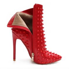 Bottines pour femmes de 100 mm/120 mm avec rivets, bottes à talons aiguilles fermées à bout pointu Red Bottom Boots, Faith Evans, Trending Womens Shoes, Closed Toe Heels, Heart Clothes, Red Bottom, Women's Ankle Boots, Chic Shoes, Stiletto Boots