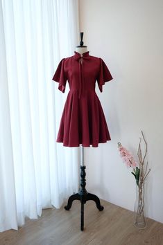 Red Dress Short Formal, Burgundy Dress Bridesmaid, High Neck Party Dress, Red Bridesmaid Dresses Short, Bridesmaid Dress Red, Dress Red Short, Red Short Dress, Burgundy Bridesmaid Dress, Bridesmaid Dress Short