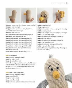 the instructions for crocheted stuffed birds are shown in this page, which shows how to