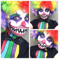 scary clown makeup Clown Costume Makeup, Costume Makeup Ideas, Clown Makeup Halloween, Creepy Clown Makeup, Scary Clown Costume, Halloween Circus