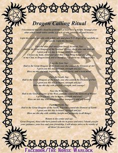 the dragon calling ritual is shown in black and white, with an ornate border around it