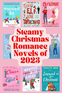 many different books are shown with the title in red and white, which reads steamy christmas romance novels of 2009