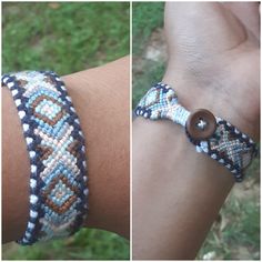 two pictures showing the same bracelet with buttons on it