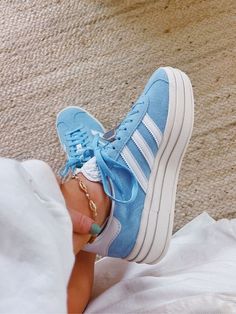 adidas Originals Women's Gazelle … curated on LTK Cute Sneakers Aesthetic, Cute Addidas, Blue Adidas Campus, Hoco Heels, Oversize Denim Jacket, Baggy Jean Shorts, Adidas Sambas, Preppy Shoes, Pretty Shoes Sneakers