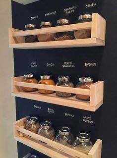 the spice rack is made out of wood