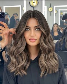 Light Brown Hair With Hazel Eyes, Hair Color Round Face, Ashy Brown Hair Balayage Medium Length, Light Brown Ash Balayage, French Balayage Brunettes, Cool Tone Hair Color Brunettes, Brunette Hair Fair Skin, Ash Beige Highlights, Milk Tea Ash Hair Color