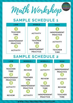 the math workshop sample schedule for students to use on their homeschool workbook