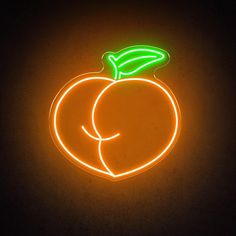 a neon sign with an apple on it