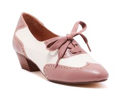 Polyurethane upper, Slip on entry, Lace up closure,1.5\ heel, Wingtip toe | Women's Chelsea Crew Demi Low Heel Oxfords Shoes in Mauve/Bone Size 7 Medium Mauve Shoes, Heel Oxfords, Oxford Shoes Heels, Oxfords Shoes, Oxford Heels, Shoe Carnival, Toe Designs, Womens Oxfords, Loafers For Women