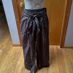 Nwot. 100% Cotton Brown Faux Wrap Split Leg, Tie Front Pants From Lilka Are Perfectly Breezy And Would Even Make A Great Swimsuit Coverup! Elastic Waist, Inseam Appx 31”. Size Medium Split Leg Pants, Tie Front Pants, Split Legs, Leg Pants, Pant Jumpsuit, Elastic Waist, Anthropologie, Cover Up, Split