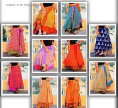 ad eBay - Find many great new & used options and get the best deals for 30 PC Lot Indian Vintage Silk Sari Magic Wrap Around Frill Skirt Dress Wholesale at the best online prices at eBay! Free shipping for many products! Wraparound Skirt, Magic Skirt, Sari Skirt, Magic Wrap, Long Wrap Skirt, Silk Wrap Skirt, Indian Skirt, Hippie Skirts, Indian Silk Sarees