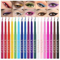 PRICES MAY VARY. ❤【18 Colors Matte Gel Eyeliners Pencils Set】18 different matte colors,and super pigmented formula can be quickly colored. A variety of fashionable colors can meet your different makeup needs. ❤【Multifunctional Use】The Colorful Eyeliner Pencil can be not only for eye makeup, but also a lip liner for lip liner, or an eye shadow and eyebrow pencil. This 4-in-1 colored eyeliner set can give you a different sense of use. ❤【Matte Eye Liner】 This eyeliner set, including matte collectio Claire's Makeup, Color Pencil Set, Colorful Eyeliner, Metallic Eyeliner, Eyeliner Designs, Gel Eyeliner Pencil, Matte Gel, Pink Eye Makeup, Colored Pencil Set