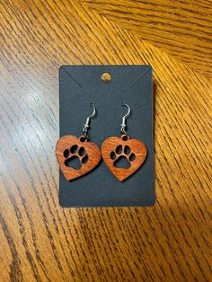 Custom wood paw print heart earring set Paw Print Heart, Heart Wood, Heart Earring, Wood Earrings, Custom Wood, Heart Earrings, Paw Print, Favorite Jewelry, Earring Set